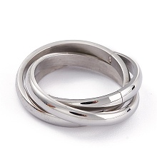 Honeyhandy Unisex 304 Stainless Steel Finger Rings, Criss Cross Rings, Stainless Steel Color, Size 6~9, 2.8~7mm, Inner Diameter: 16.5~18.9mm