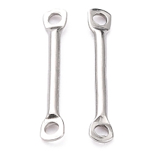 Honeyhandy 201 Stainless Steel Links Connectors, Bar Links, Stainless Steel Color, 15x1.3x1mm, Hole: 1.2mm