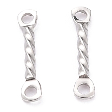 Honeyhandy 201 Stainless Steel Links Connectors, Twist Bar Links, Stainless Steel Color, 12x1.3x1.2mm, Hole: 1mm