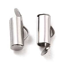 Honeyhandy 304 Stainless Steel Slide On End Clasp Tubes, Slider End Caps, Stainless Steel Color, 13x6x4mm, Hole: 3x1mm, Inner Diameter: 3mm