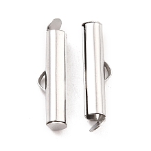 Honeyhandy 304 Stainless Steel Slide On End Clasp Tubes, Slider End Caps, Stainless Steel Color, 20x6x4mm, Hole: 3.5mm, Inner Diameter: 3mm