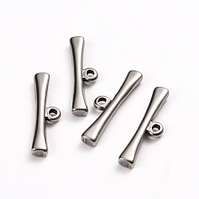 Honeyhandy 304 Stainless Steel Toggle Clasps Parts, Bar, Stainless Steel Color, 21x6x2.5mm, Hole: 1.5mm