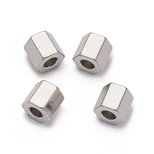 Honeyhandy 304 Stainless Steel Spacer Beads, Hexagon, Stainless Steel Color, 4.5x4.5x4mm, Hole: 1.8mm