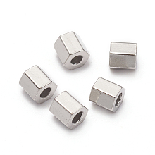 Honeyhandy 304 Stainless Steel Spacer Beads, Hexagon, Stainless Steel Color, 3.2x3.2x3mm, Hole: 1.4mm