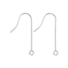 Honeyhandy 316 Surgical Stainless Steel Earring Hooks, with Horizontal Loops, Stainless Steel Color, 28mm, Hole: 1.8mm, Pin: 0.7mm