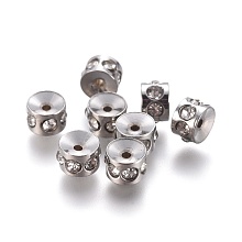 Honeyhandy 304 Stainless Steel Rhinestone Beads, Column, 5x3.5mm, Hole: 1mm