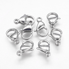 Honeyhandy 304 Stainless Steel Lobster Claw Clasps, Stainless Steel Color, 17x11x5mm, Hole: 2mm