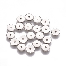 Honeyhandy 304 Stainless Steel Spacer Beads, Flat Round, Stainless Steel Color, 6x0.8mm, Hole: 1mm