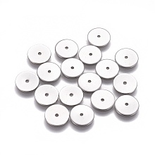 Honeyhandy 304 Stainless Steel Spacer Beads, Flat Round, Stainless Steel Color, 10x0.8mm, Hole: 1.2mm