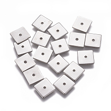 ARRICRAFT 304 Stainless Steel Spacer Beads, Square, Stainless Steel Color, 8x8x0.7mm, Hole: 1.2mm