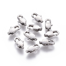 Honeyhandy 304 Stainless Steel Lobster Claw Clasps, Stainless Steel Color, 11x5.5x3mm, Hole: 1mm