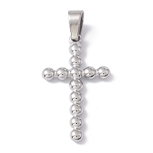 Honeyhandy 304 Stainless Steel Pendants, Cross Charms, Stainless Steel Color, 33x18x3mm, Hole: 4x7.5mm