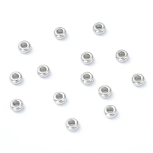 Honeyhandy 202 Stainless Steel Spacer Beads, Flat Round, Stainless Steel Color, 3x1.5mm, Hole: 1.2mm