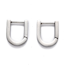 Honeyhandy 304 Stainless Steel Huggie Hoop Earrings, U Shape, Stainless Steel Color, 15x12.5x3mm, Pin: 1mm