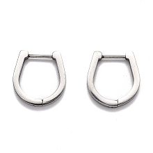 Honeyhandy Tarnish Resistant 304 Stainless Steel Huggie Hoop Earrings, Horse Shoe, Stainless Steel Color, 16.5x16x3mm, Pin: 1mm