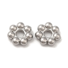 Honeyhandy 304 Stainless Steel Spacer Beads, Flower, Granulated Beads, Stainless Steel Color, 3x1mm, Hole: 0.8mm