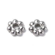 Honeyhandy 304 Stainless Steel Spacer Beads, Flower, Stainless Steel Color, 4x1.2mm, Hole: 1mm