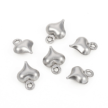 Honeyhandy 304 Stainless Steel Charms, Puffed Heart, Stainless Steel Color, 8.5x6.3x2.8mm, Hole: 1mm