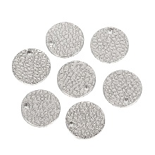 Honeyhandy 304 Stainless Steel Charms, Textured, Laser Cut, Flat Round, Stainless Steel Color, 12x1mm, Hole: 1.4mm