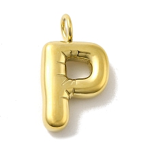 Honeyhandy Ion Plating(IP) 304 Stainless Steel Pendants, Real 14K Gold Plated, Balloon Letter Charms, Bubble Puff Initial Charms, Letter P, 24x13.5x5mm, Hole: 4mm