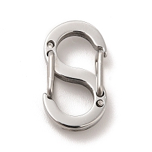 Honeyhandy 304 Stainless Steel Push Gate Snap Key Clasps, Double Snap S Clasps, Stainless Steel Color, 16.5x9x2mm