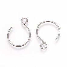 Honeyhandy 304 Stainless Steel Earring Hooks, Ear Wire, with Horizontal Loop, Stainless Steel Color, 19x15mm, Hole: 2mm, 20 Gauge, Pin: 0.8mm