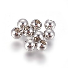 Honeyhandy 202 Stainless Steel Cord End Caps, Memory Wire End Caps, Round, Stainless Steel Color, 4x2~3mm, Hole: 2mm