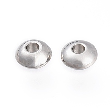 Honeyhandy 202 Stainless Steel Spacer Beads, Rondelle, Stainless Steel Color, 6x3mm, Hole: 2mm