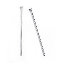 Honeyhandy 304 Stainless Steel Flat Head Pins, Stainless Steel Color, 50x0.6mm, 22 Gauge, Head: 1.4mm