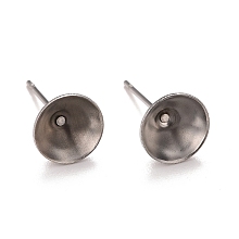 Honeyhandy 304 Stainless Steel Post Stud Earring Settings, for Pointed Back Chaton Rhinestone, Stainless Steel Color, 8mm, Pin: 0.7mm