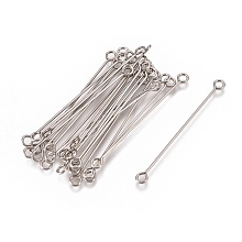 Honeyhandy 304 Stainless Steel Eye Pins, Double Sided Eye Pins, Stainless Steel Color, 36x3x0.6mm, Hole: 1.6mm