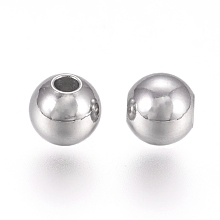 Honeyhandy 316L Surgical Stainless Steel Beads, Round, Stainless Steel Color, 4x3.5mm, Hole: 1.2mm