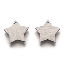 Honeyhandy 304 Stainless Steel Pendants, Stamping Blank Tag, Laser Cut, Double Side Drawbench Effect, Star, Stainless Steel Color, 10.5x11x1mm, Hole: 1mm