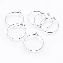 Honeyhandy 316 Surgical Stainless Steel Hoop Earring Findings, Wine Glass Charms Findings, Stainless Steel Color, 20~21 Gauge, 28~28.9x24.5~24.9x0.7~0.8mm