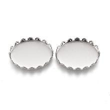 Honeyhandy 201 Stainless Steel Cabochon Settings, Lace Edge Bezel Cups, Oval, Stainless Steel Color, Tray: 18x13mm, 19x14x4mm