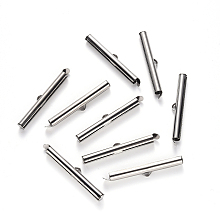 Honeyhandy 304 Stainless Steel Slide On End Clasp Tubes, Slider End Caps, Stainless Steel Color, 6x40x4mm, Hole: 3x1.5mm, Inner Diameter: 3mm