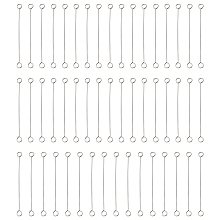 Honeyhandy 316 Surgical Stainless Steel Eye Pins, Double Sided Eye Pins, Stainless Steel Color, 26 Gauge, 30x2.5x0.4mm, Hole: 1.6mm