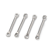 Honeyhandy 304 Stainless Steel Link Connectors, Rectangle, Stainless Steel Color, 15x2x1.2mm, Hole: 1.2mm