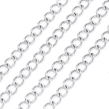 Honeyhandy 304 Stainless Steel Curb Chains, Twisted Chains, Soldered, Stainless Steel Color, 3.5x2.4x0.5mm