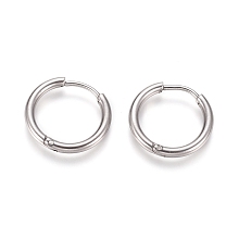 Honeyhandy 202 Stainless Steel Huggie Hoop Earrings, Hypoallergenic Earrings, with 316 Surgical Stainless Steel Pin, Stainless Steel Color, 10 Gauge, 17x2mm, Pin: 1mm