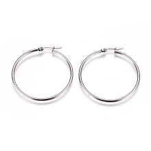 Honeyhandy 201 Stainless Steel Big Hoop Earrings, with 304 Stainless Steel Pin, Hypoallergenic Earrings, Ring Shape, Stainless Steel Color, 43.5mm, Pin: 0.7x1mm