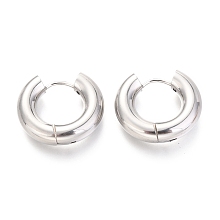 Honeyhandy 202 Stainless Steel Huggie Hoop Earrings, Hypoallergenic Earrings, with 316 Surgical Stainless Steel Pin, Ring, Stainless Steel Color, 4 Gauge, 18.5x21x5mm, Pin: 1mm