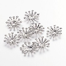 ARRICRAFT Platinum Iron Flower Bead Caps, 12~14x3.5mm, Hole: 1.5mm