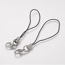 Honeyhandy Cord Loop, with Alloy Lobster Claw Clasps, Iron Ring and Nylon Cord, Platinum, 70x0.8mm