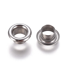 Honeyhandy European Style 201 Stainless Steel Eyelet Core, Grommet for Large Hole Beads, Flat Round, Stainless Steel Color, 9x4.5mm, Hole: 5mm