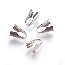 Honeyhandy 304 Stainless Steel Cord Ends, End Caps, Column, Stainless Steel Color, 11x5x9.5mm, Hole: 5x6mm