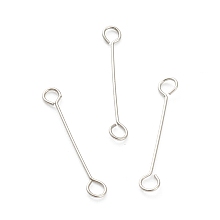 Honeyhandy Non-Tarnish 316 Surgical Stainless Steel Eye Pins, Double Sided Eye Pins, Stainless Steel Color, 15x2.5x0.4mm, Hole: 1.5mm