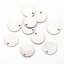 Honeyhandy 201 Stainless Steel Stamping Blank Tag Pendants, Flat Round, Stainless Steel Color, 12x1mm, Hole: 1.4mm