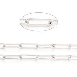 ARRICRAFT Brass Paperclip Chains, Flat Oval, Drawn Elongated Cable Chains, Soldered, Long-Lasting Plated, Real Platinum Plated, Links: 15x5x1mm