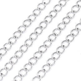 Honeyhandy 304 Stainless Steel Curb Chains, Twisted Chains, Soldered, Stainless Steel Color, 3.5x2.4x0.5mm